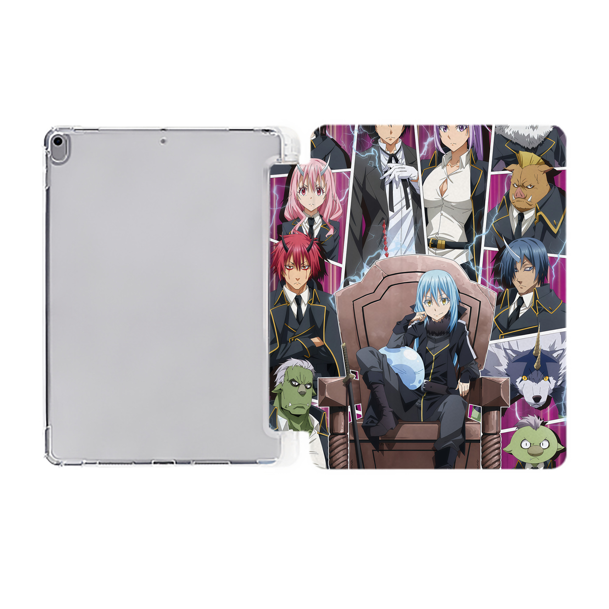 （画像用） 転スラ Regarding Reincarnated to Slime IPad ケース ペン収納付き 三つ折りスタンド PUレザー×シリコン 対応機種9.5/10.5/10.9インチ